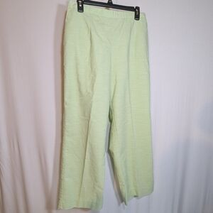 Alfred Dunner Women's 16 W Green Straight Leg Pants Pull On Elastic Waist Flat